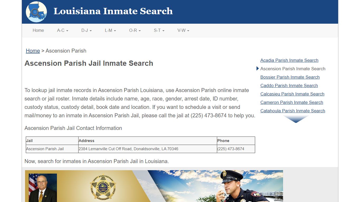 Ascension Parish LA Jail Inmate Search