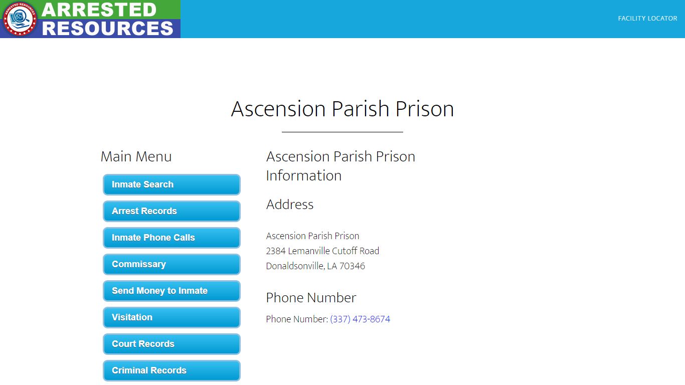 Ascension Parish Prison - Inmate Search - Donaldsonville, LA